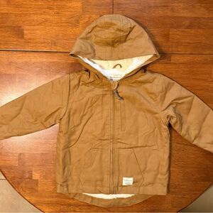 Tan Hooded Jacket with Sherpa Lining weatherproof vintage